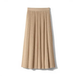 Pleated Midi Skirt — Sand