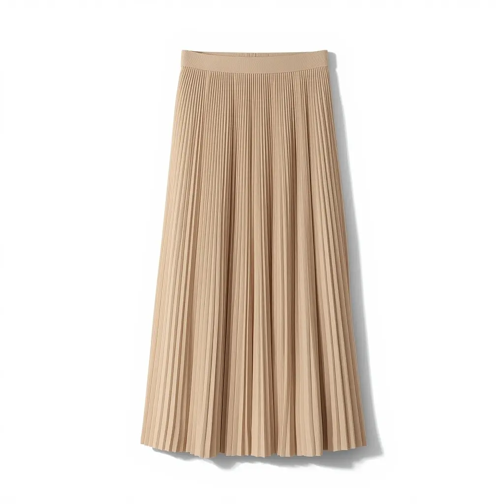 Pleated Midi Skirt — Sand